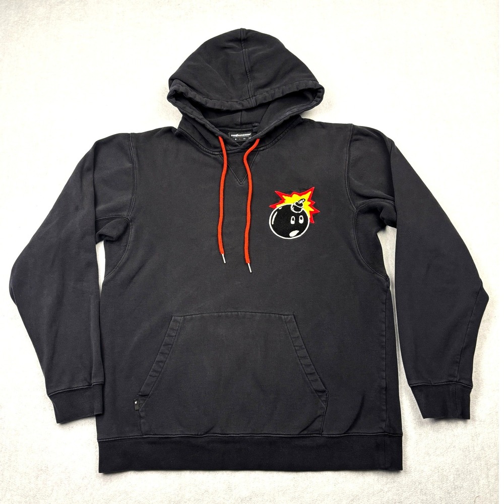 The Hundreds Hoodie Mens Large Black Adam Bomb Chenille Patch Pullover Sweat L